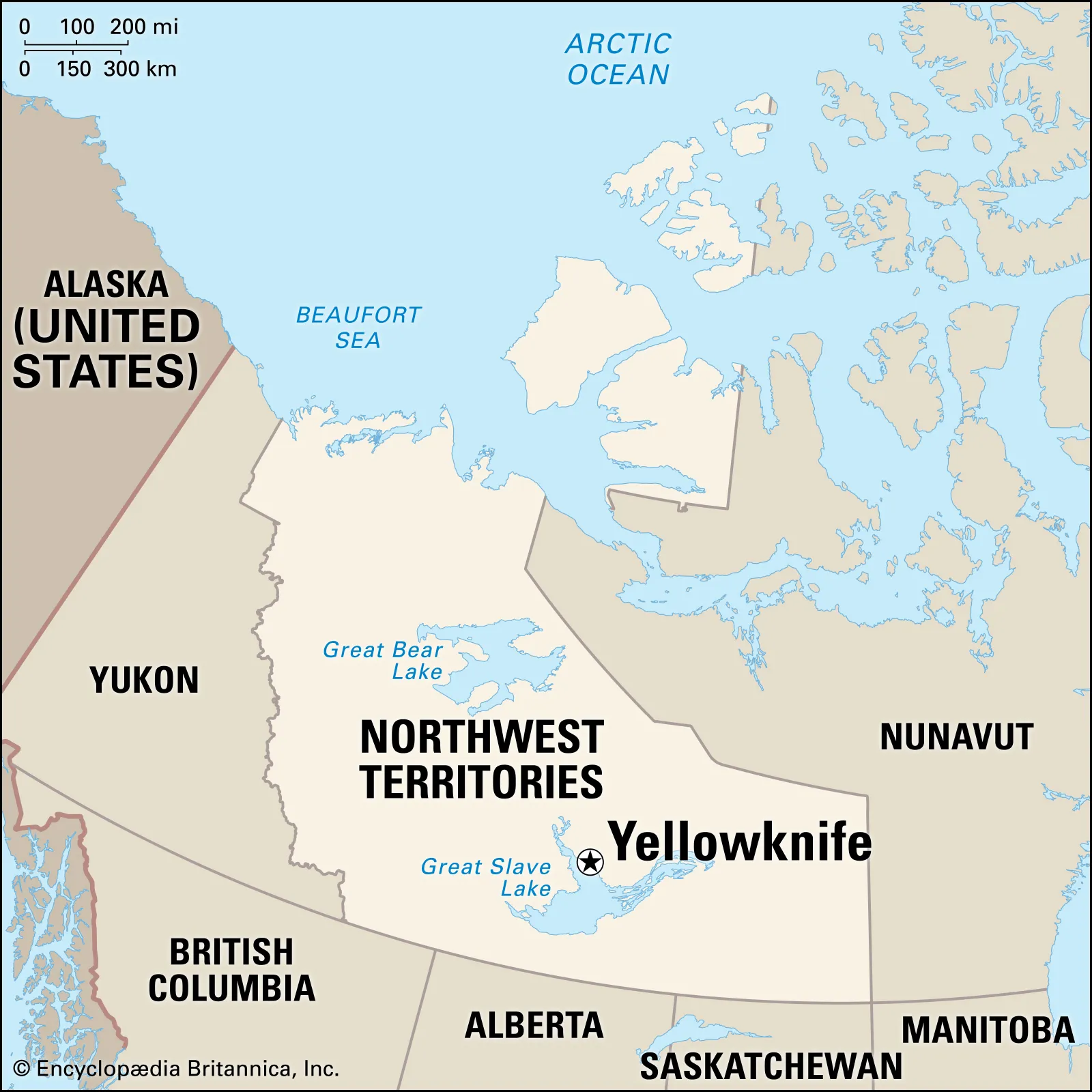 Map of Yellowknife's location in Northern Canada